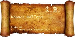 Kopacz Márta névjegykártya